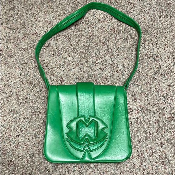 Vintage Handbags - Vintage 60s Green Leather Shoulder Bag
